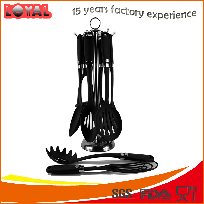FDA LFGB approved nylon cooking set of 8 pcs with PP handle