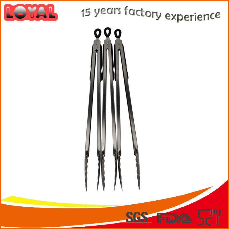 Stainless steel with silicone BBQ food tongs