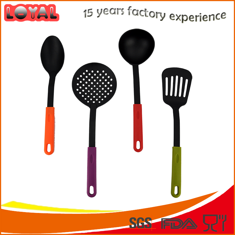 Colorful nylon kitchen utensil set with different heads