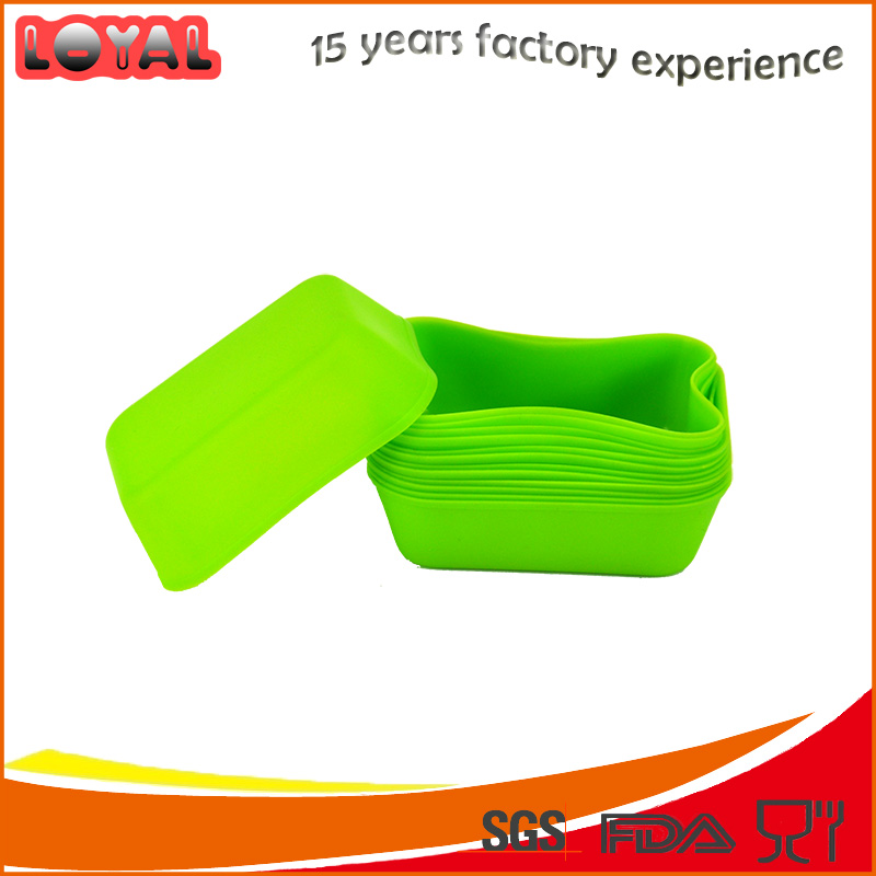 Reusable rectangle shaped silicone cupcake mold