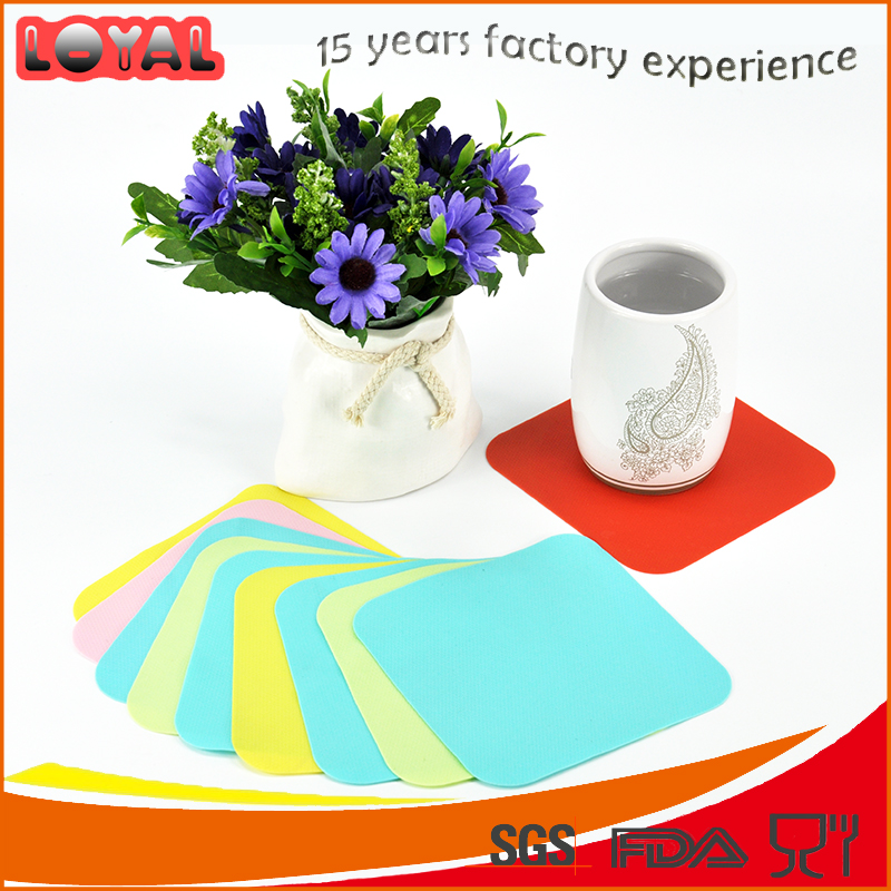 Waterproof colorful silicone coaster tea cup mat