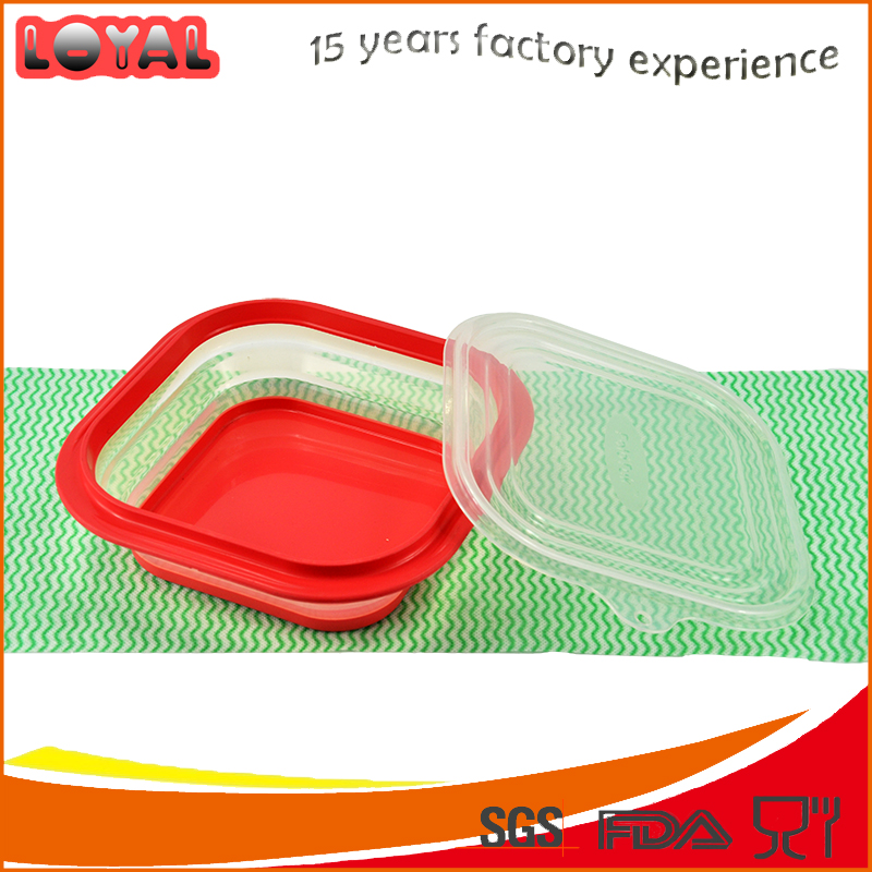 Collapsible silicone storage box dustproof food container